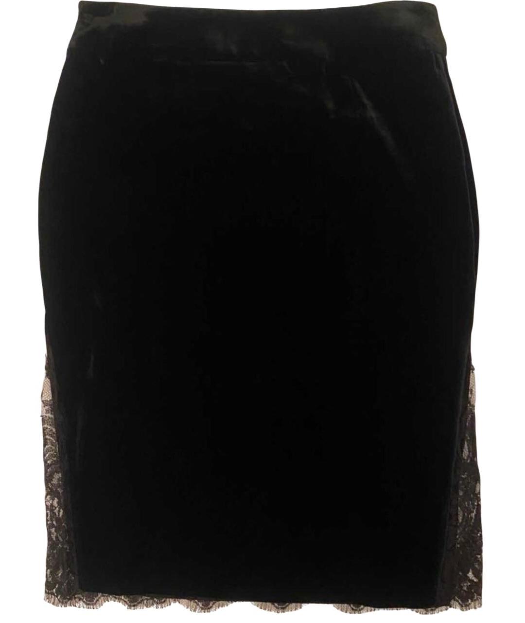 VALENTINO Черная бархатная юбка мини, фото 3