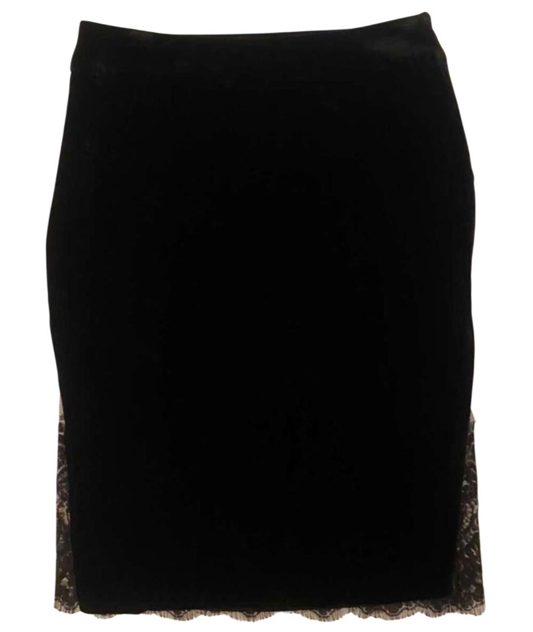 VALENTINO Черная бархатная юбка мини, фото 1
