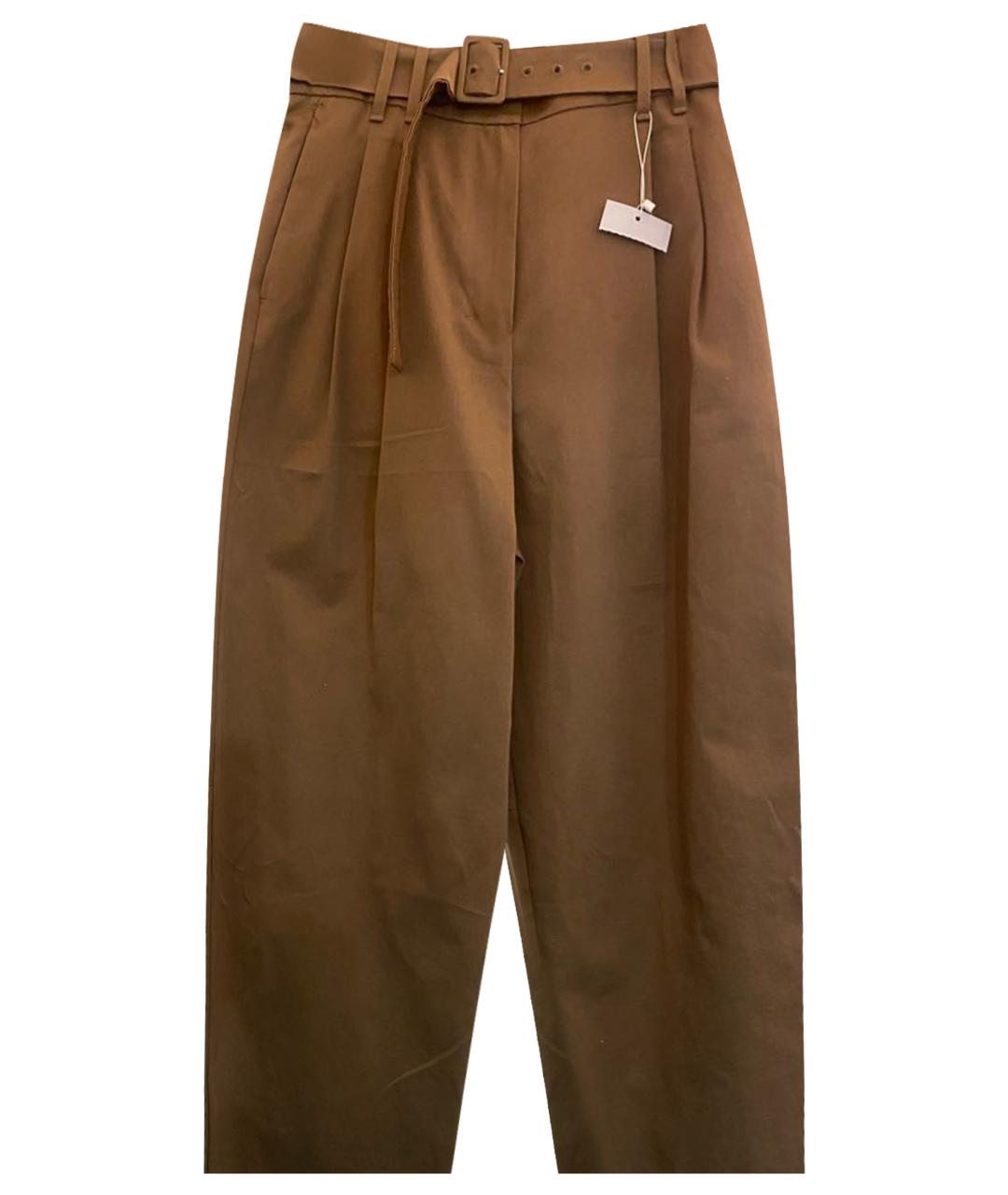 'S MAX MARA Коричневые хлопковые брюки широкие, фото 1