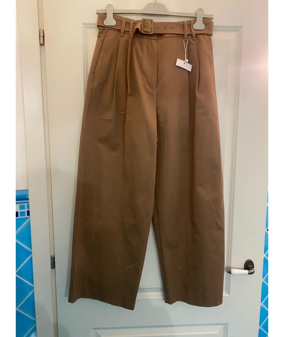 'S MAX MARA Коричневые хлопковые брюки широкие, фото 4