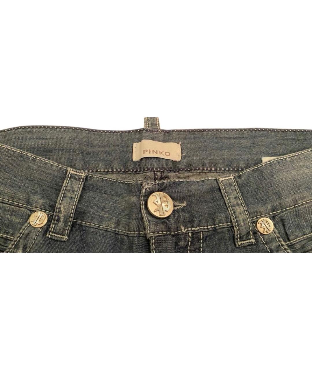 PINKO Голубые хлопковые прямые джинсы, фото 3