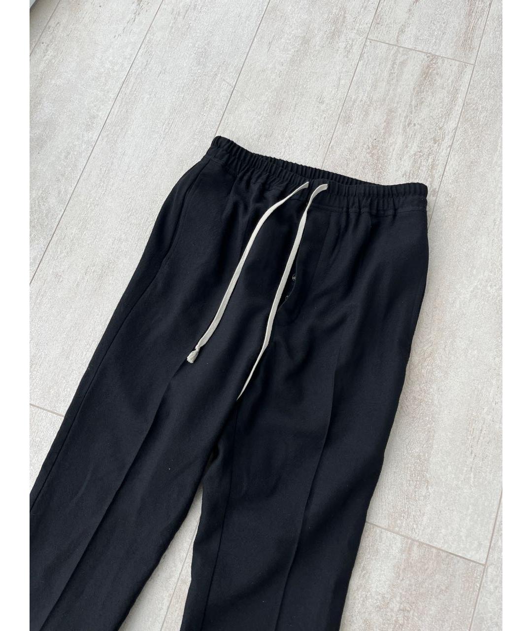 RICK OWENS Черные шерстяные повседневные брюки, фото 5