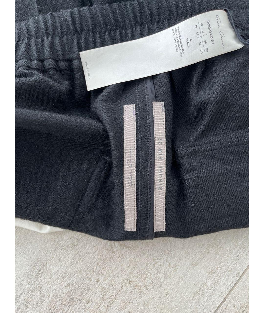 RICK OWENS Черные шерстяные повседневные брюки, фото 7