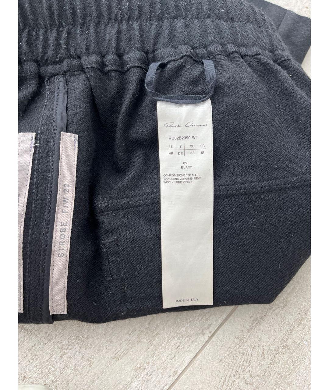 RICK OWENS Черные шерстяные повседневные брюки, фото 6