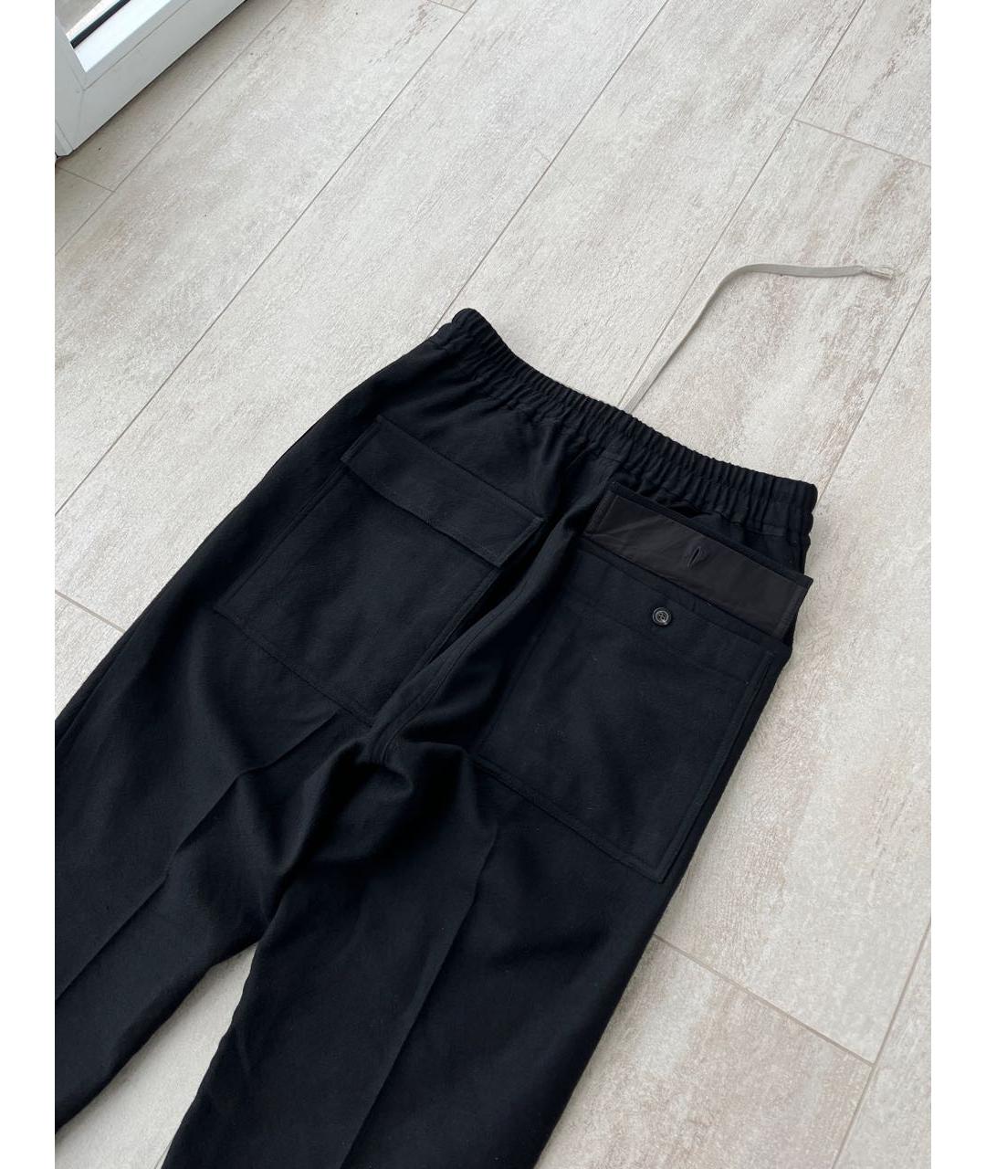 RICK OWENS Черные шерстяные повседневные брюки, фото 4