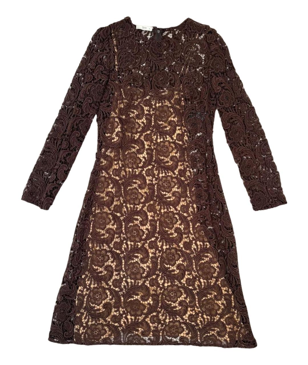 PRADA Коричневое хлопковое коктейльное платье, фото 1