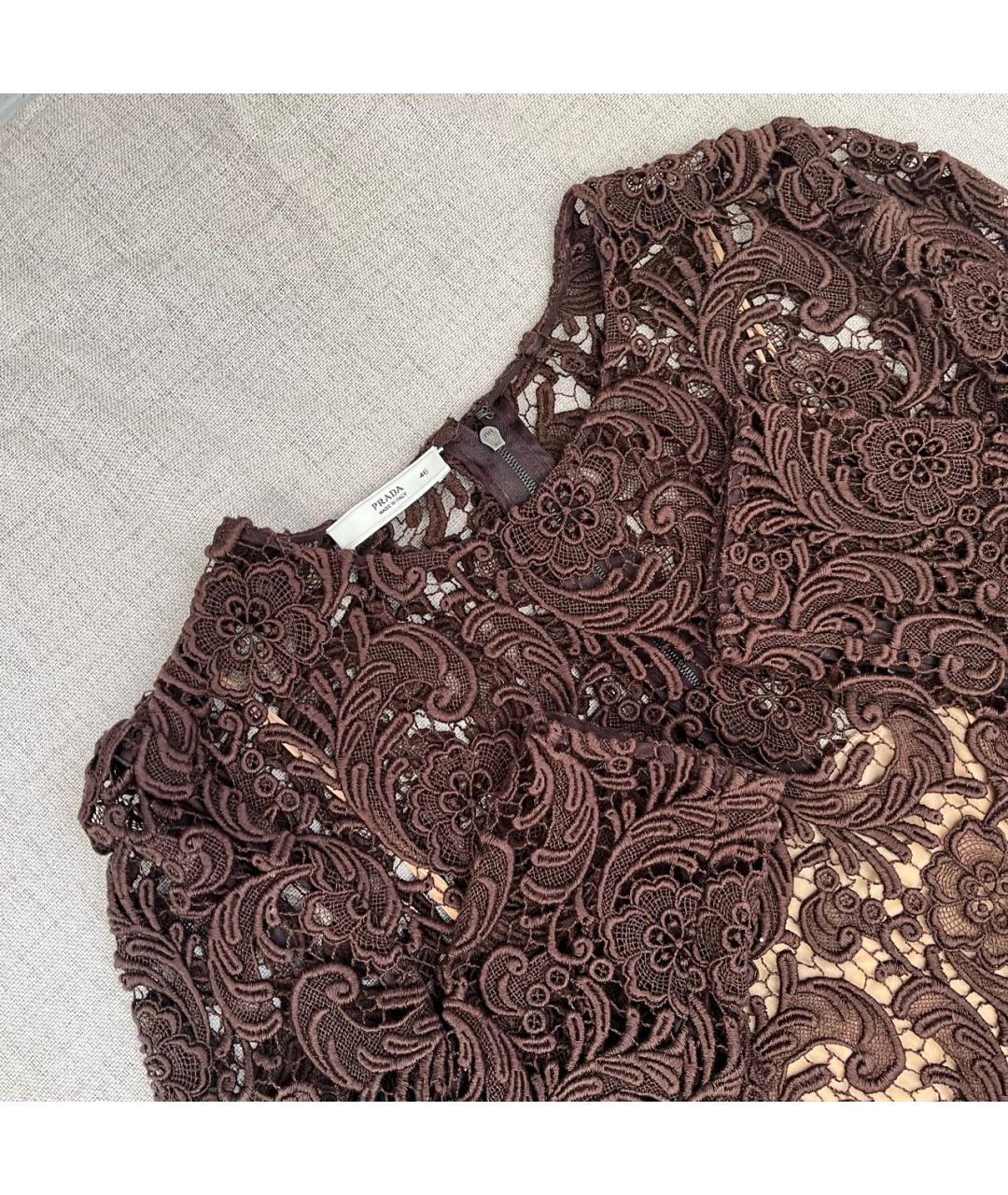 PRADA Коричневое хлопковое коктейльное платье, фото 4