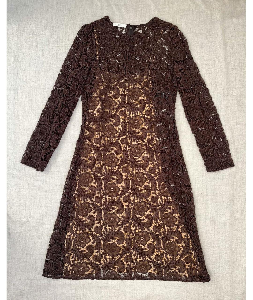 PRADA Коричневое хлопковое коктейльное платье, фото 9