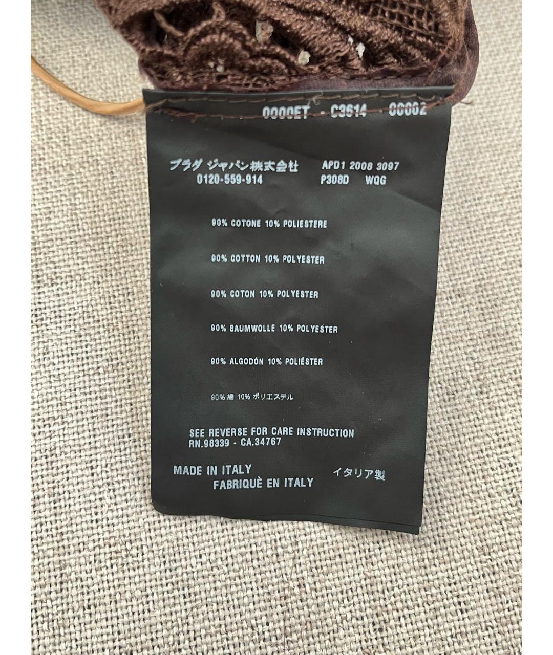 PRADA Коричневое хлопковое коктейльное платье, фото 7