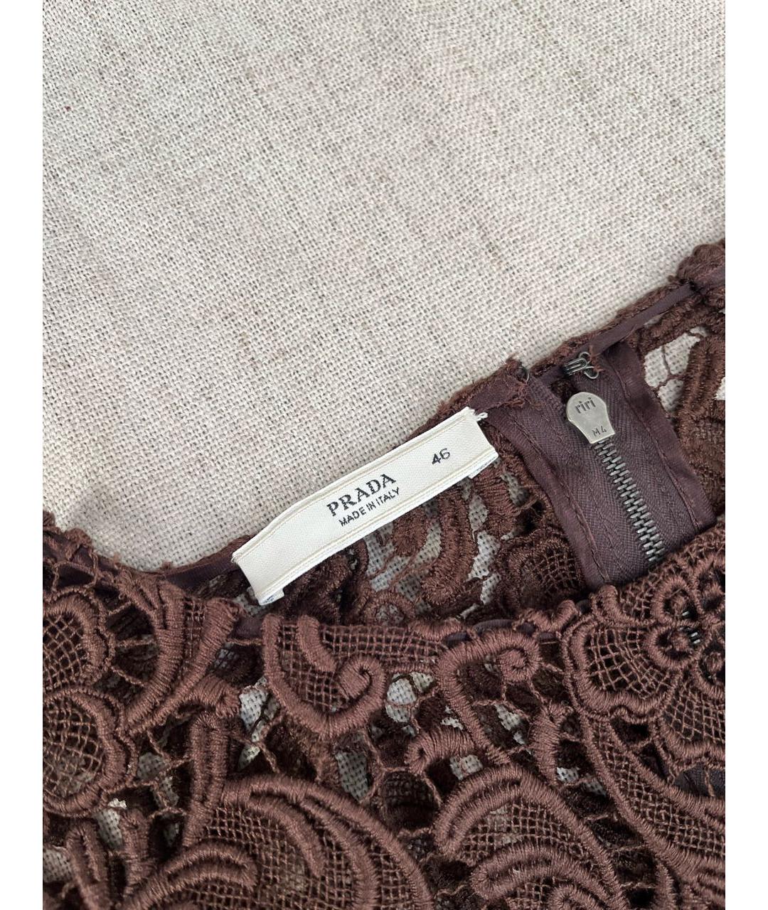 PRADA Коричневое хлопковое коктейльное платье, фото 5