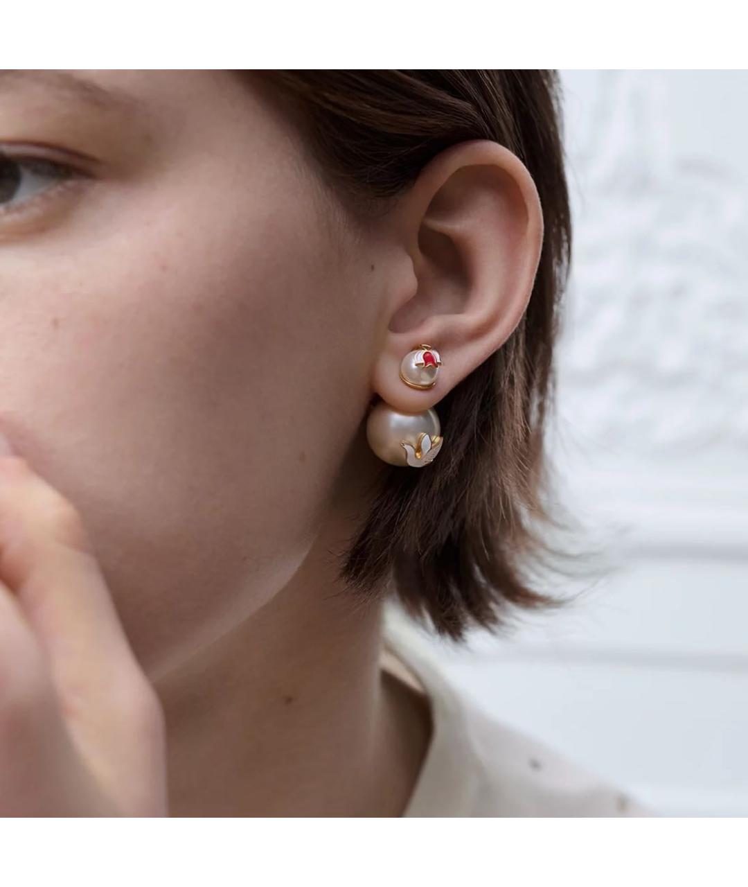 CHRISTIAN DIOR Белые серьги, фото 2