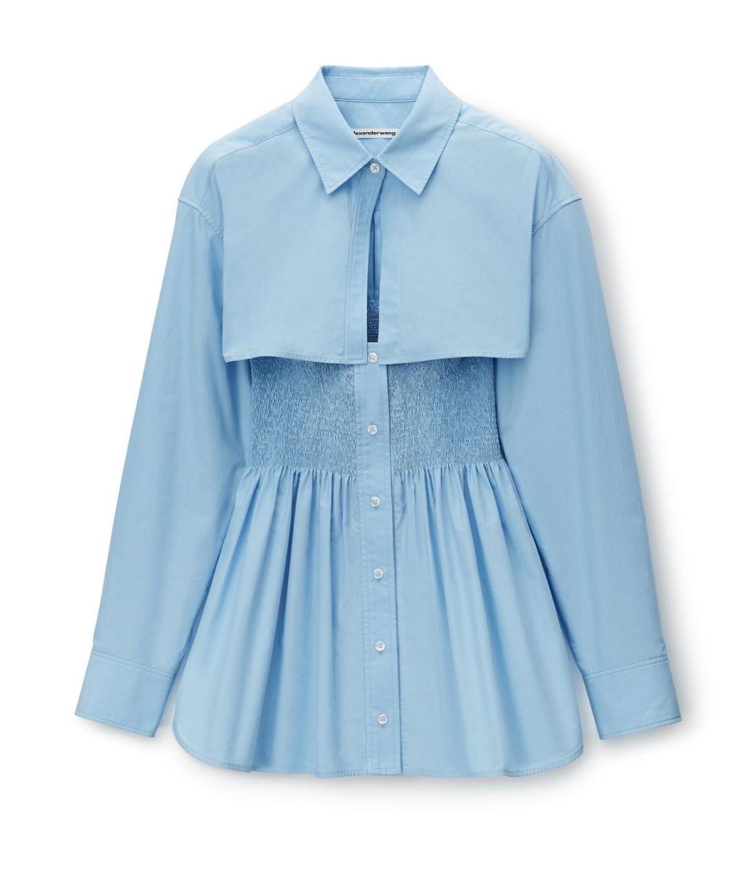 ALEXANDER WANG Голубое хлопковое коктейльное платье, фото 1