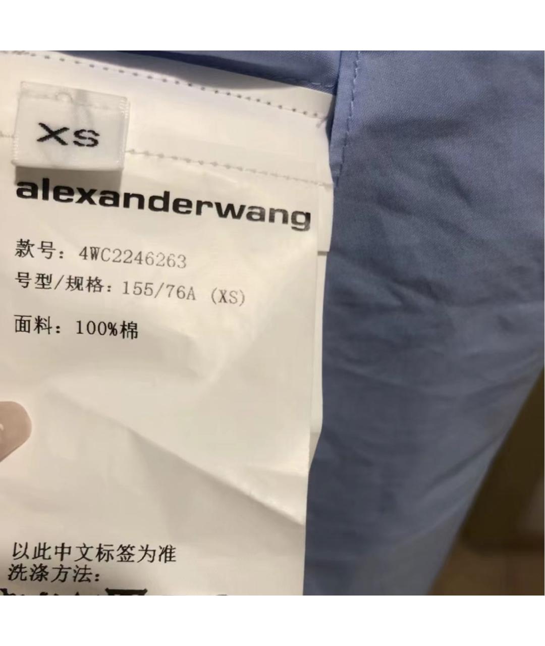 ALEXANDER WANG Голубое хлопковое коктейльное платье, фото 5