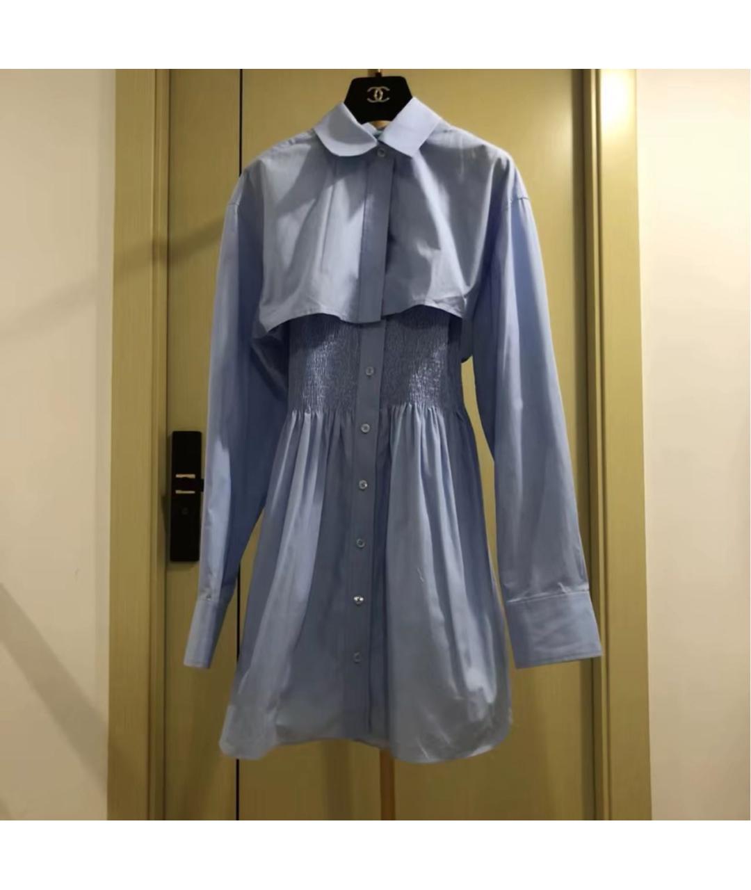 ALEXANDER WANG Голубое хлопковое коктейльное платье, фото 2