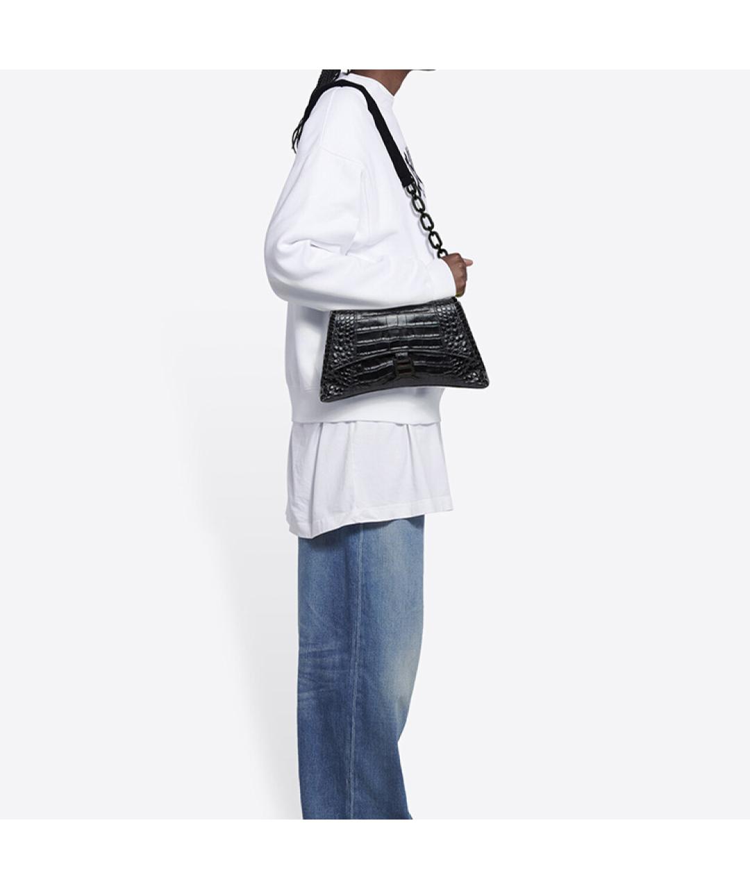 BALENCIAGA Черная кожаная сумка через плечо, фото 6