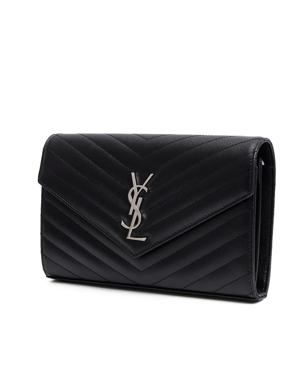 SAINT LAURENT Черная кожаная сумка через плечо, фото 2