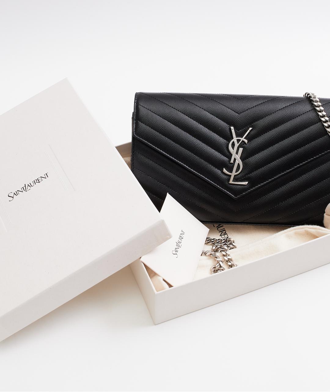 SAINT LAURENT Черная кожаная сумка через плечо, фото 8