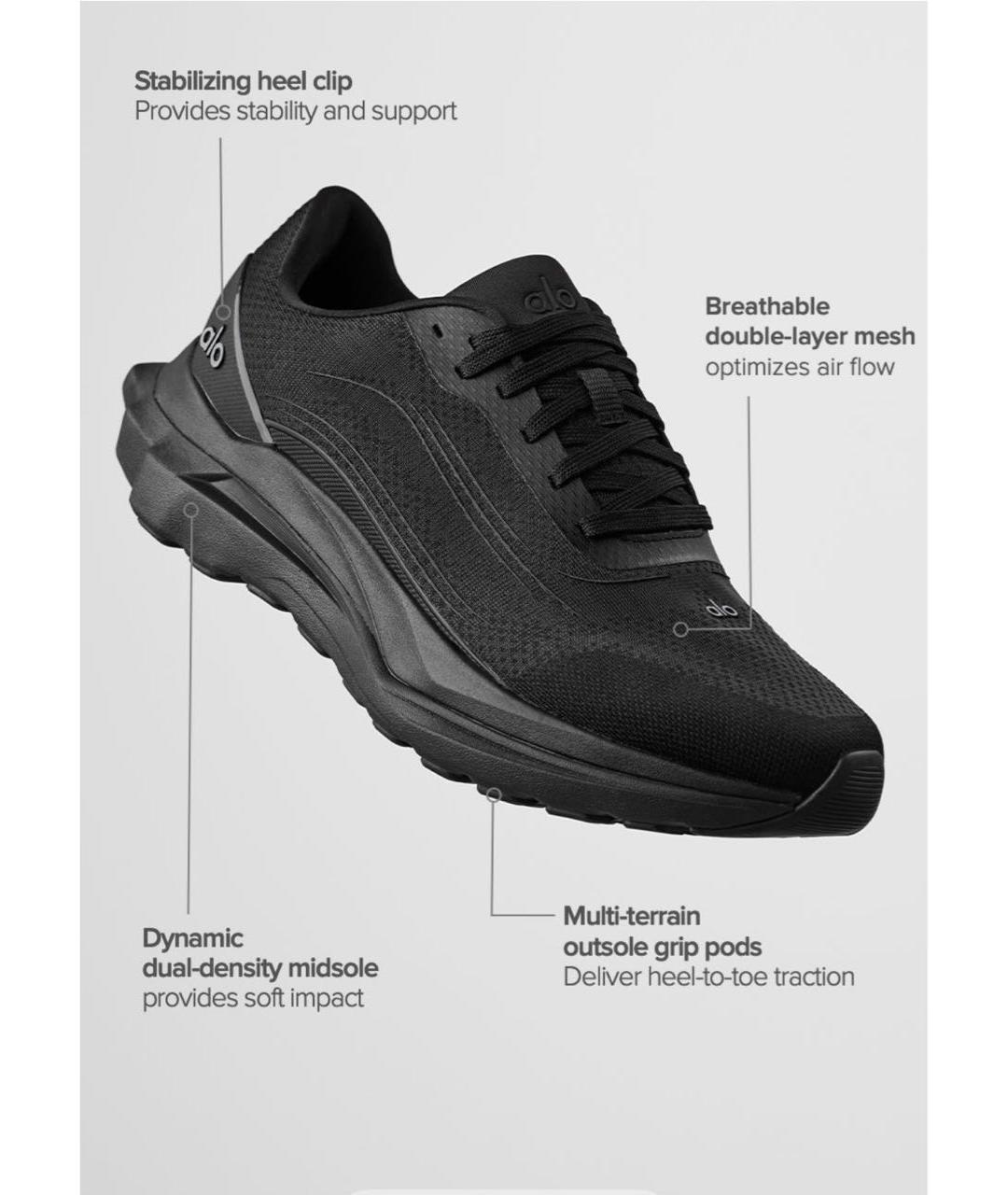 ALO YOGA Черные синтетические низкие кроссовки / кеды, фото 2