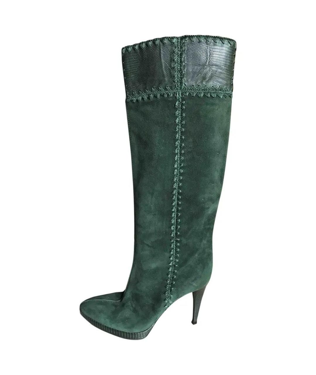 SERGIO ROSSI Зеленые замшевые сапоги, фото 6