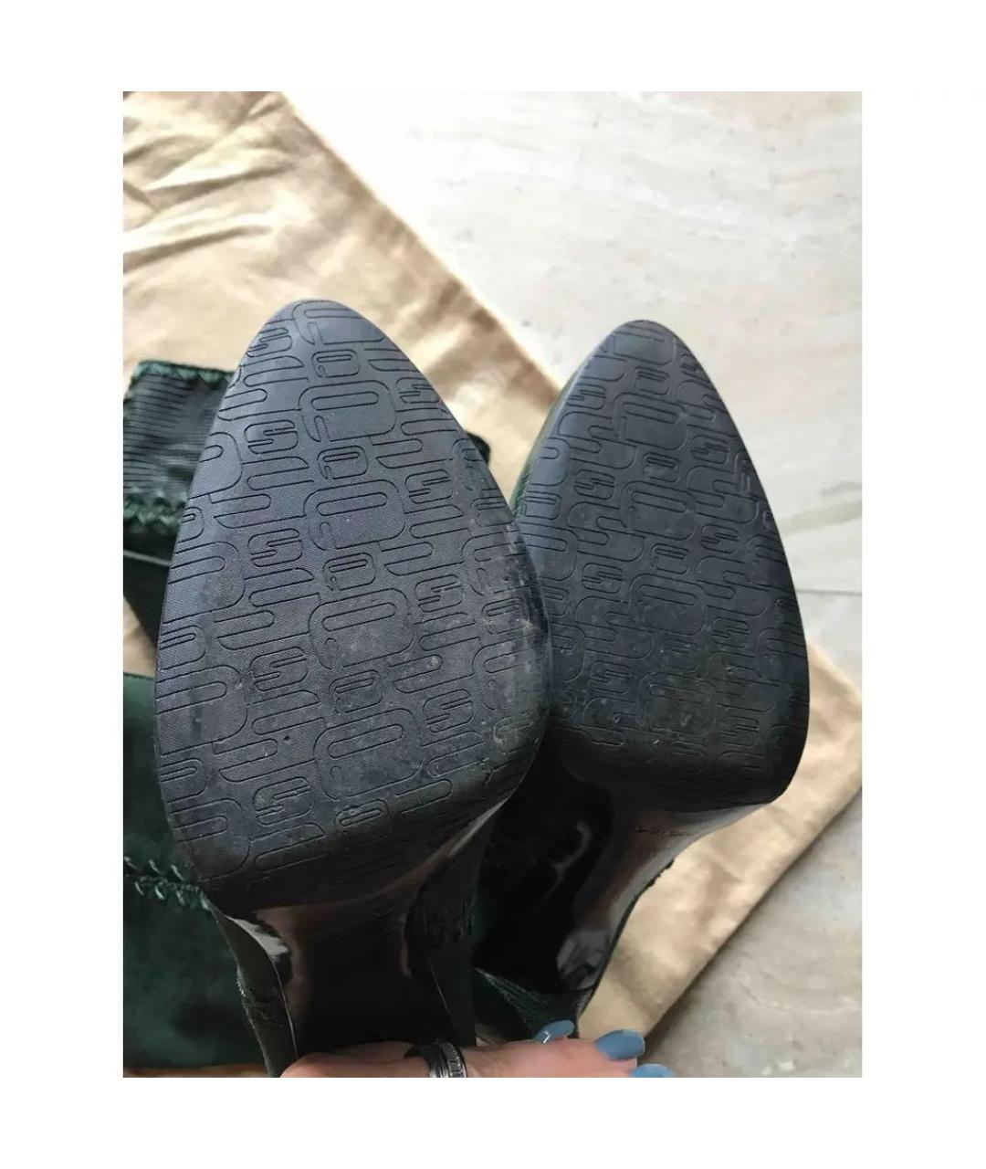 SERGIO ROSSI Зеленые замшевые сапоги, фото 5