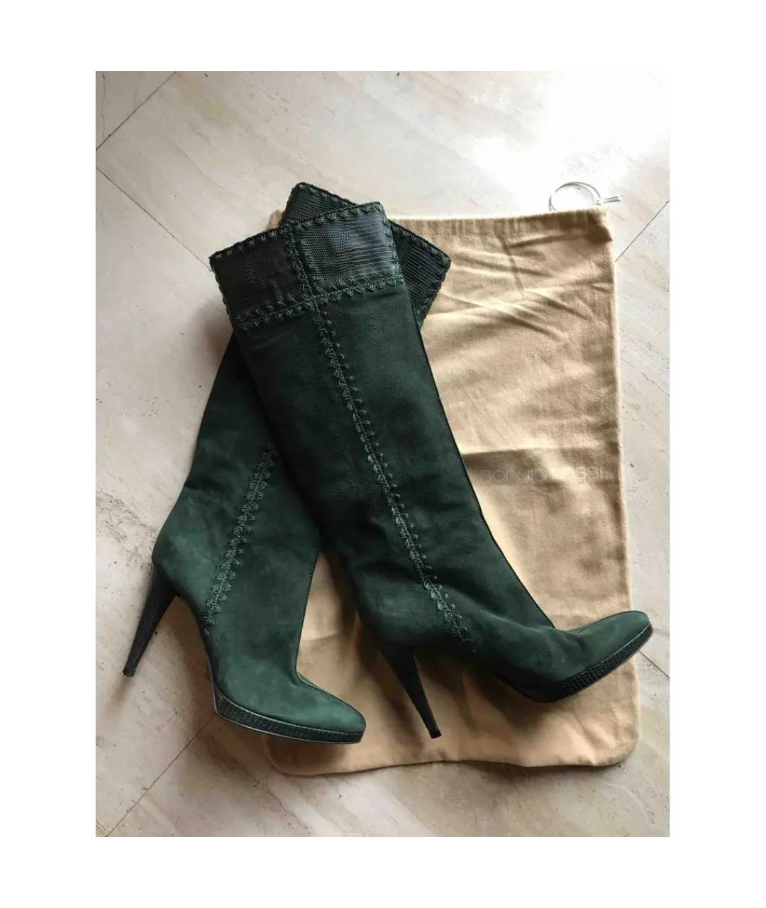 SERGIO ROSSI Зеленые замшевые сапоги, фото 2