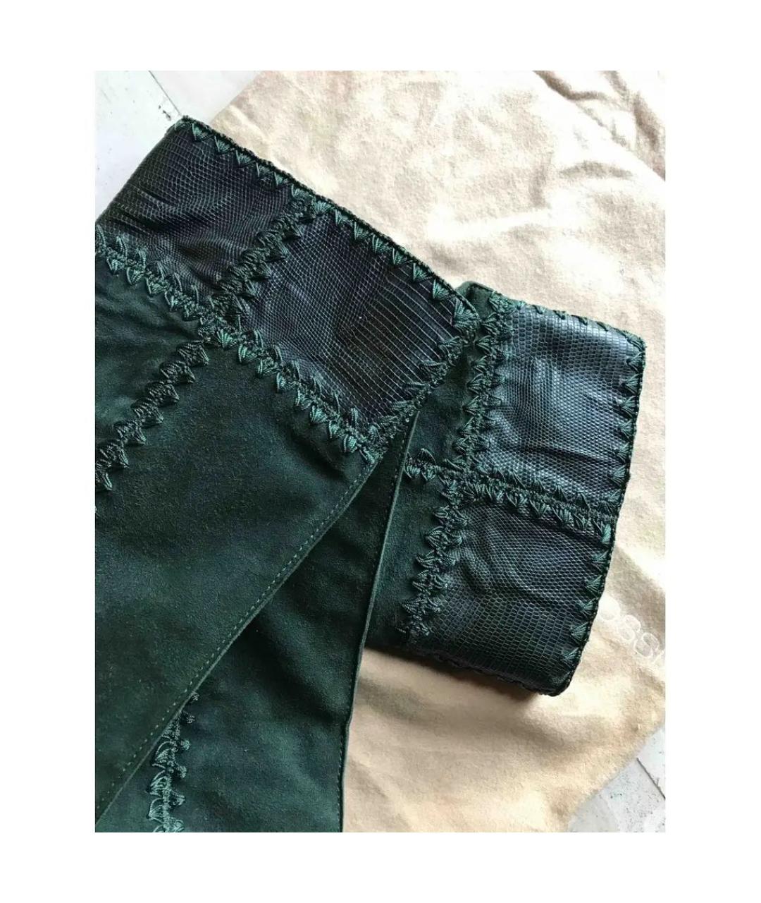 SERGIO ROSSI Зеленые замшевые сапоги, фото 4