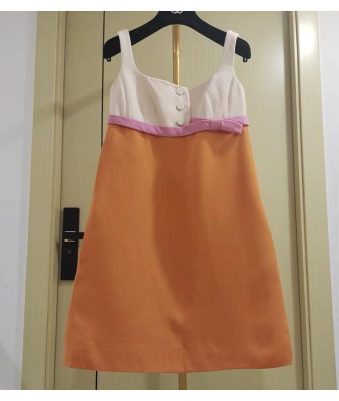 VALENTINO Оранжевое шерстяное коктейльное платье, фото 2