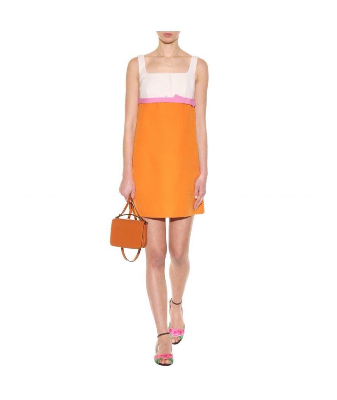 VALENTINO Оранжевое шерстяное коктейльное платье, фото 6