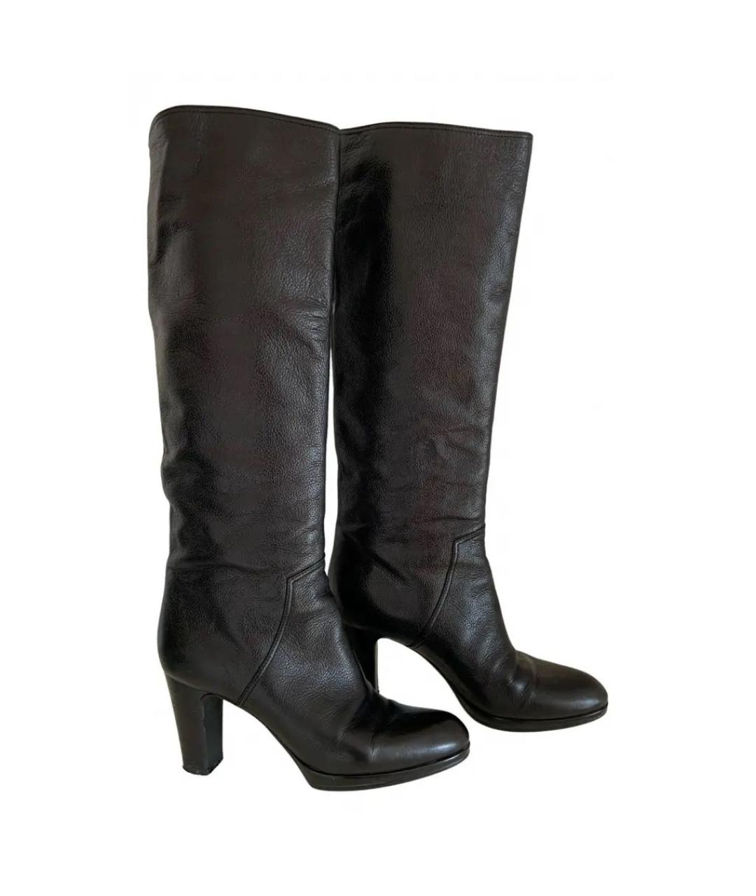 SERGIO ROSSI Черные кожаные сапоги, фото 7