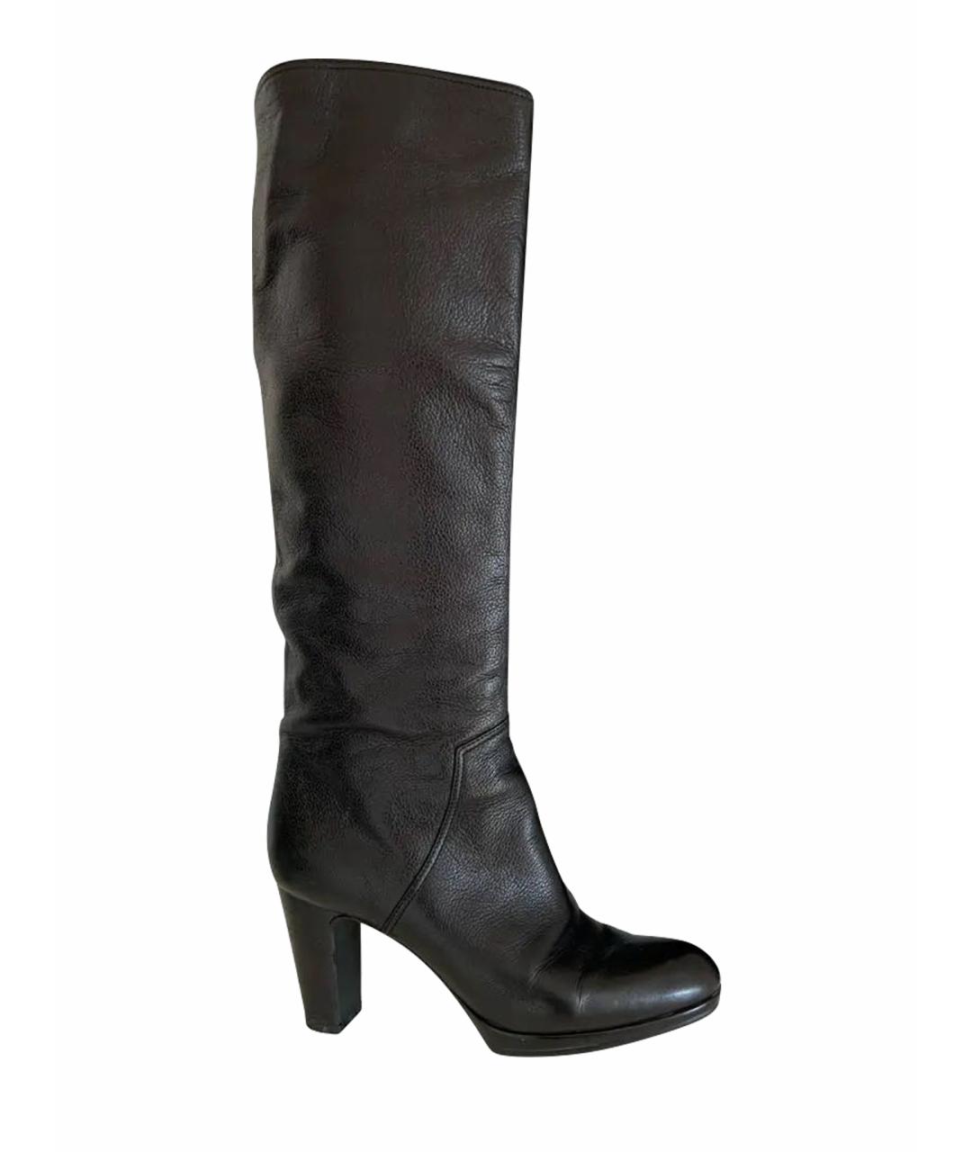 SERGIO ROSSI Черные кожаные сапоги, фото 1
