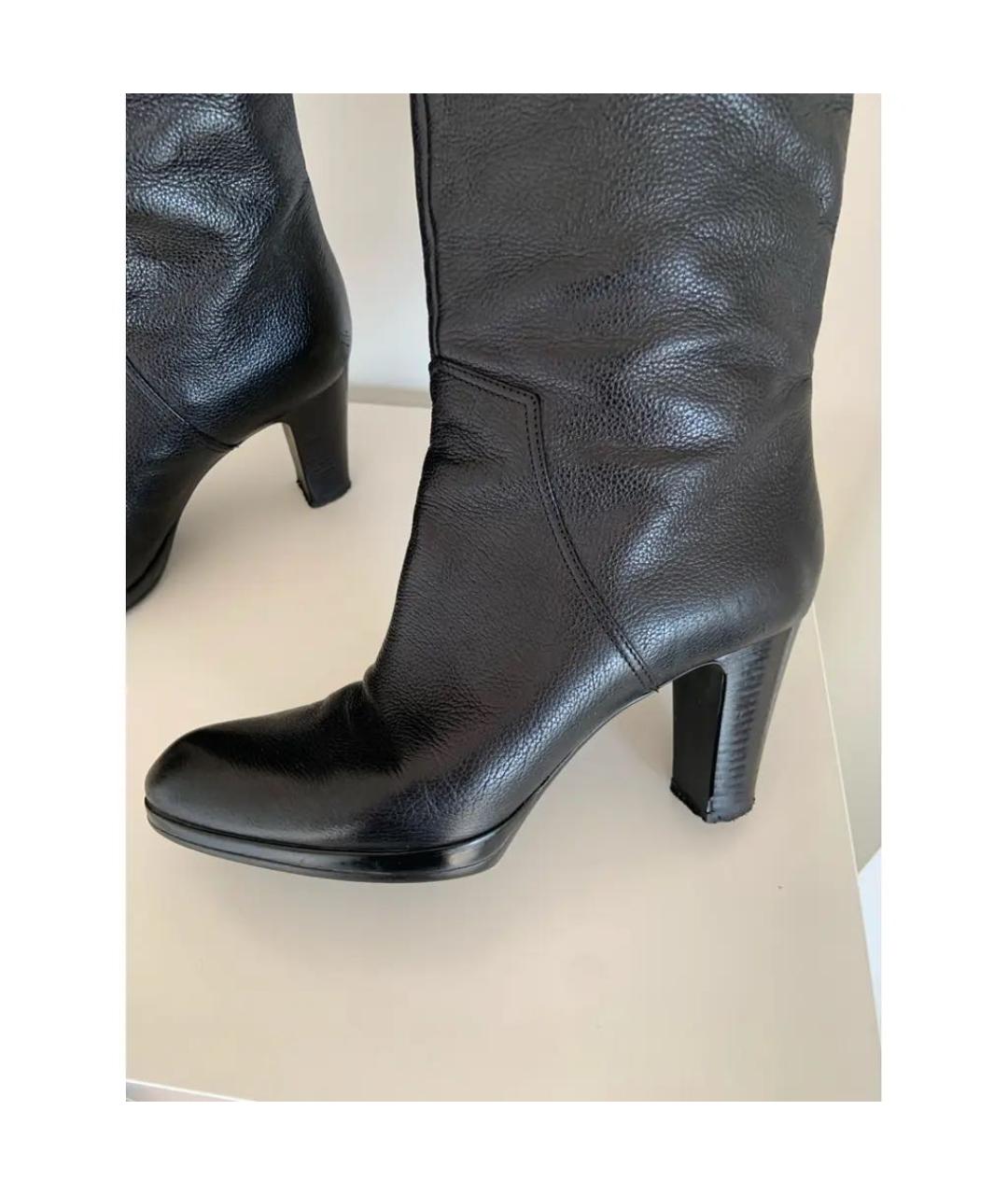 SERGIO ROSSI Черные кожаные сапоги, фото 3