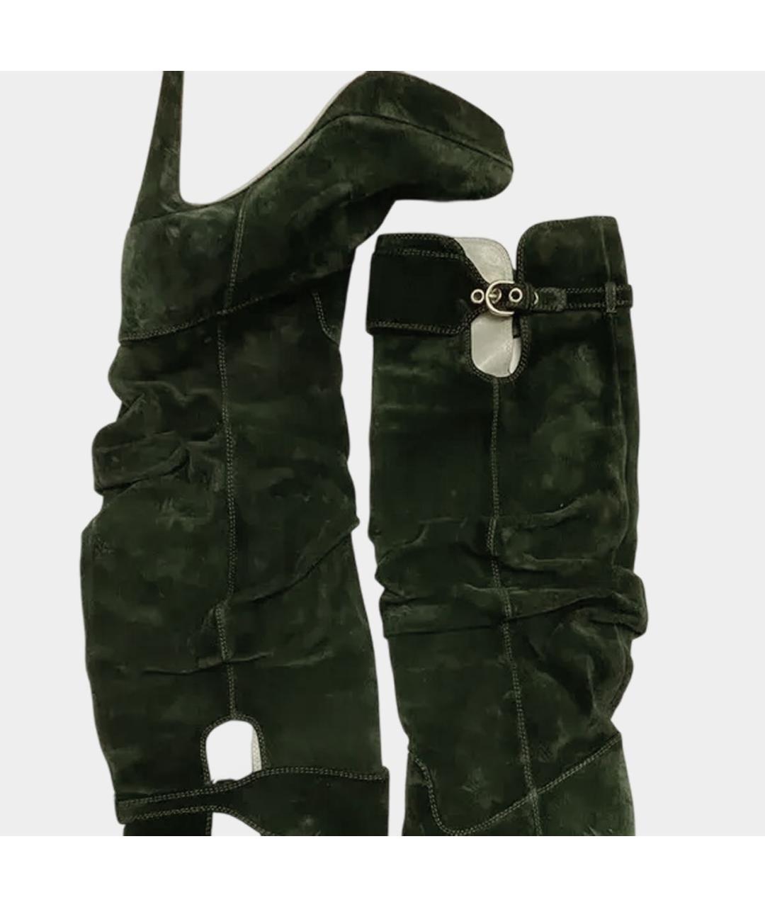 SERGIO ROSSI Зеленые замшевые сапоги, фото 3