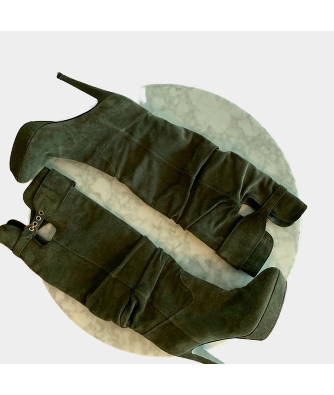 SERGIO ROSSI Зеленые замшевые сапоги, фото 4