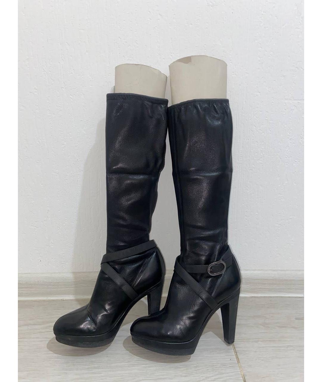 SERGIO ROSSI Черные кожаные сапоги, фото 2