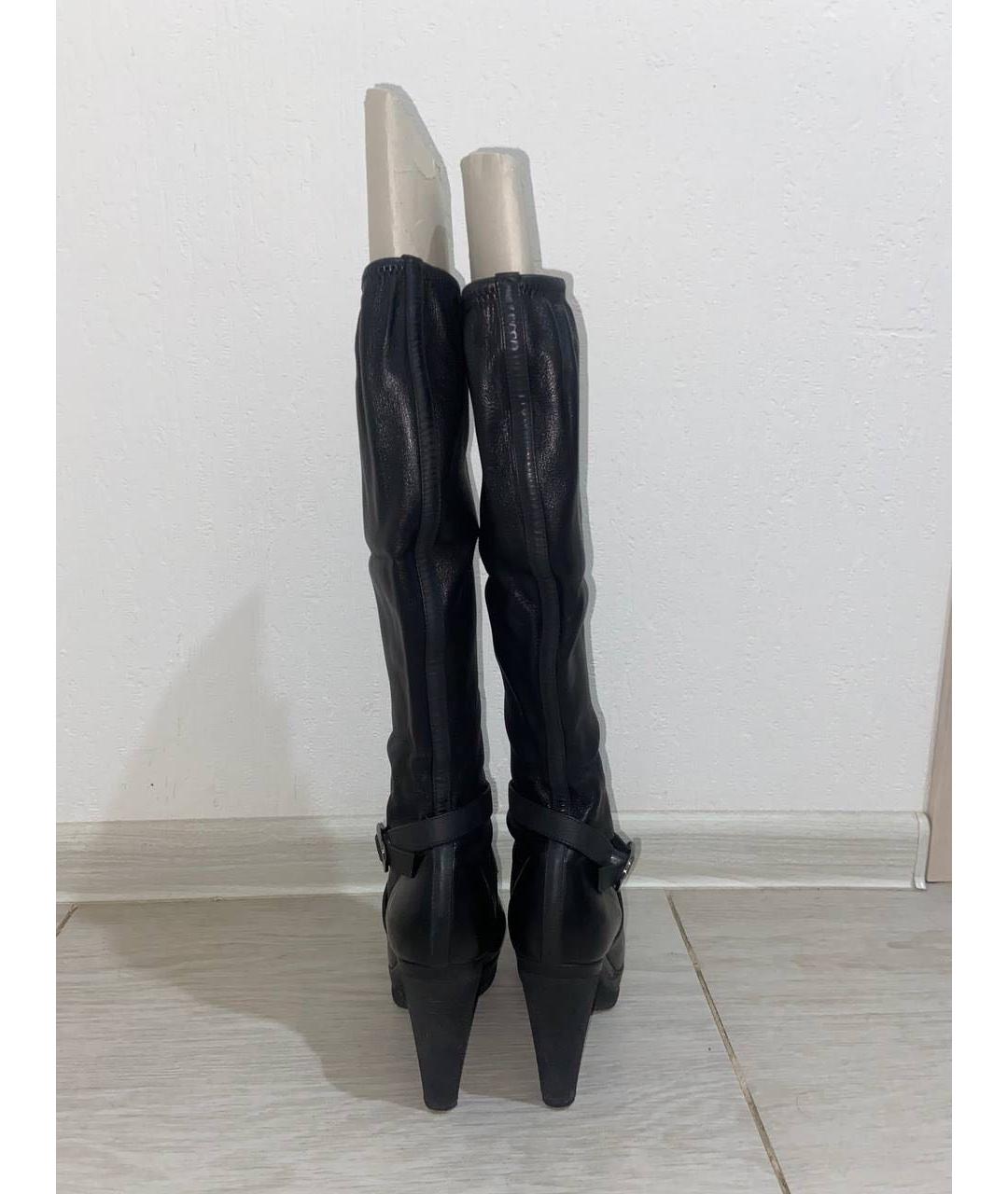 SERGIO ROSSI Черные кожаные сапоги, фото 4