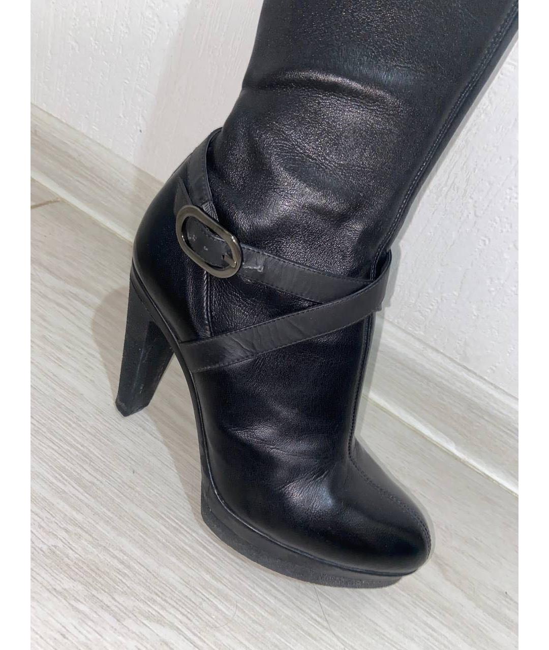 SERGIO ROSSI Черные кожаные сапоги, фото 3