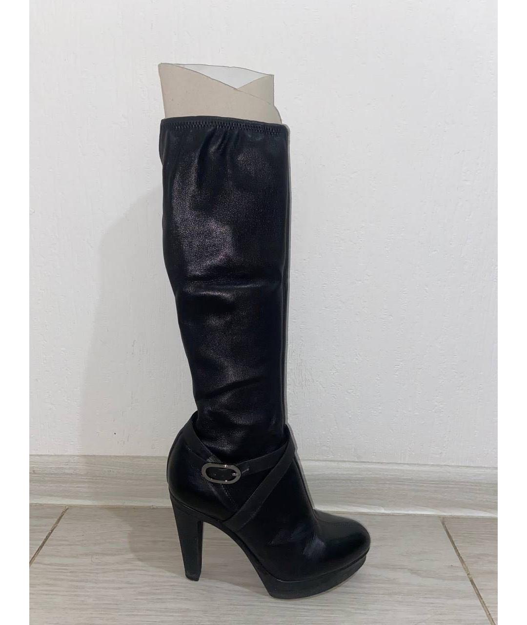 SERGIO ROSSI Черные кожаные сапоги, фото 6