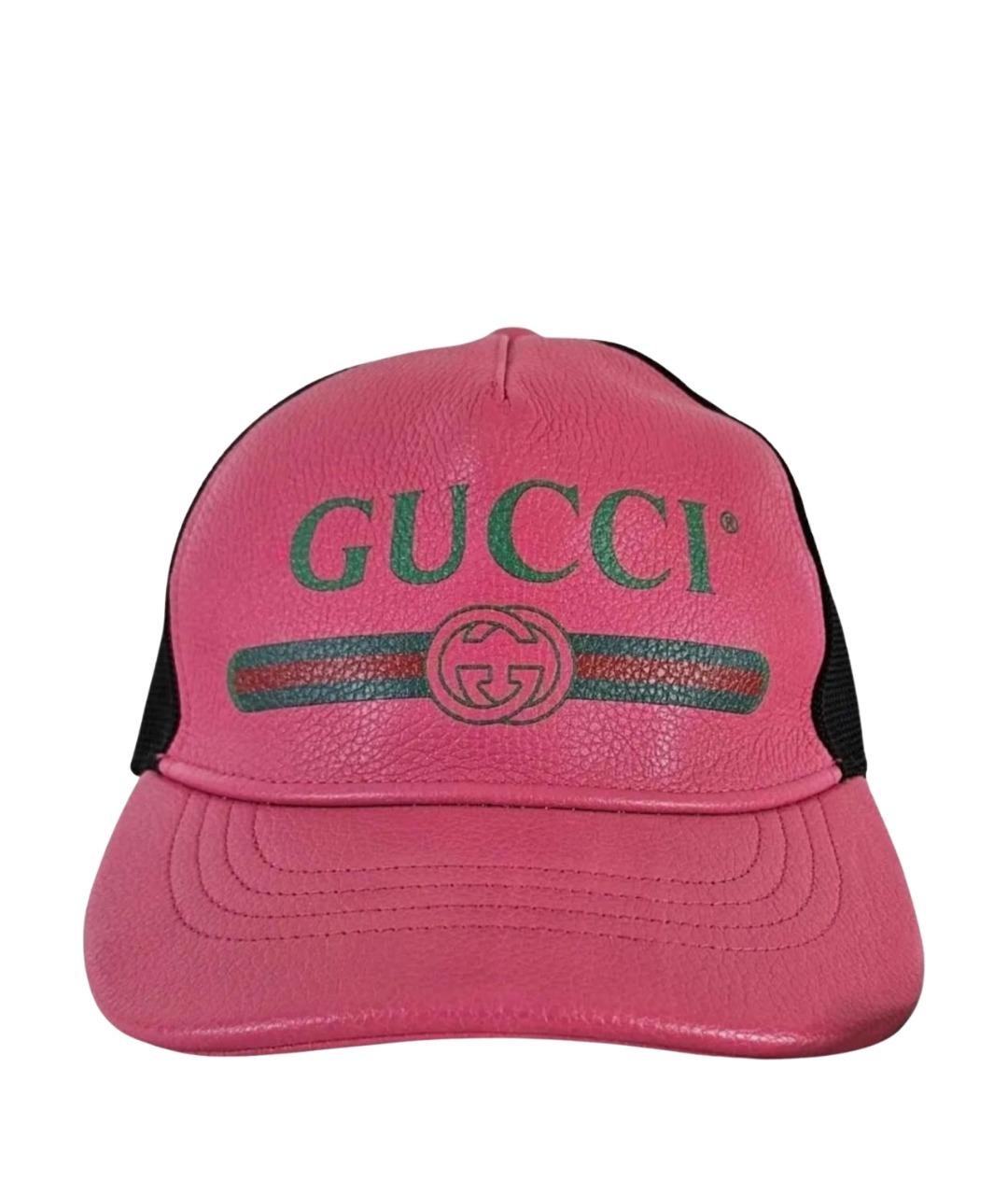 GUCCI Розовая кожаная кепка, фото 1