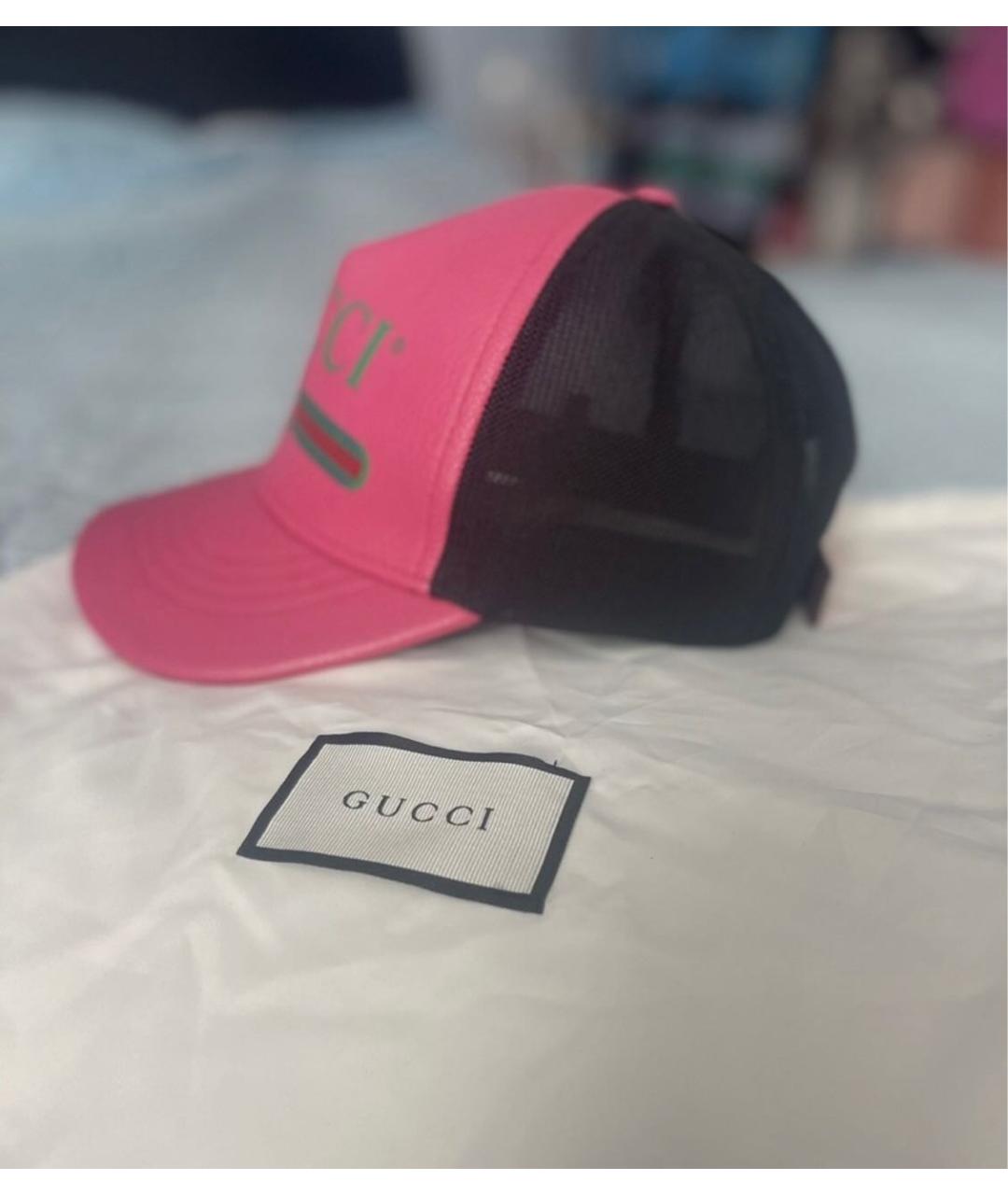 GUCCI Розовая кожаная кепка, фото 3