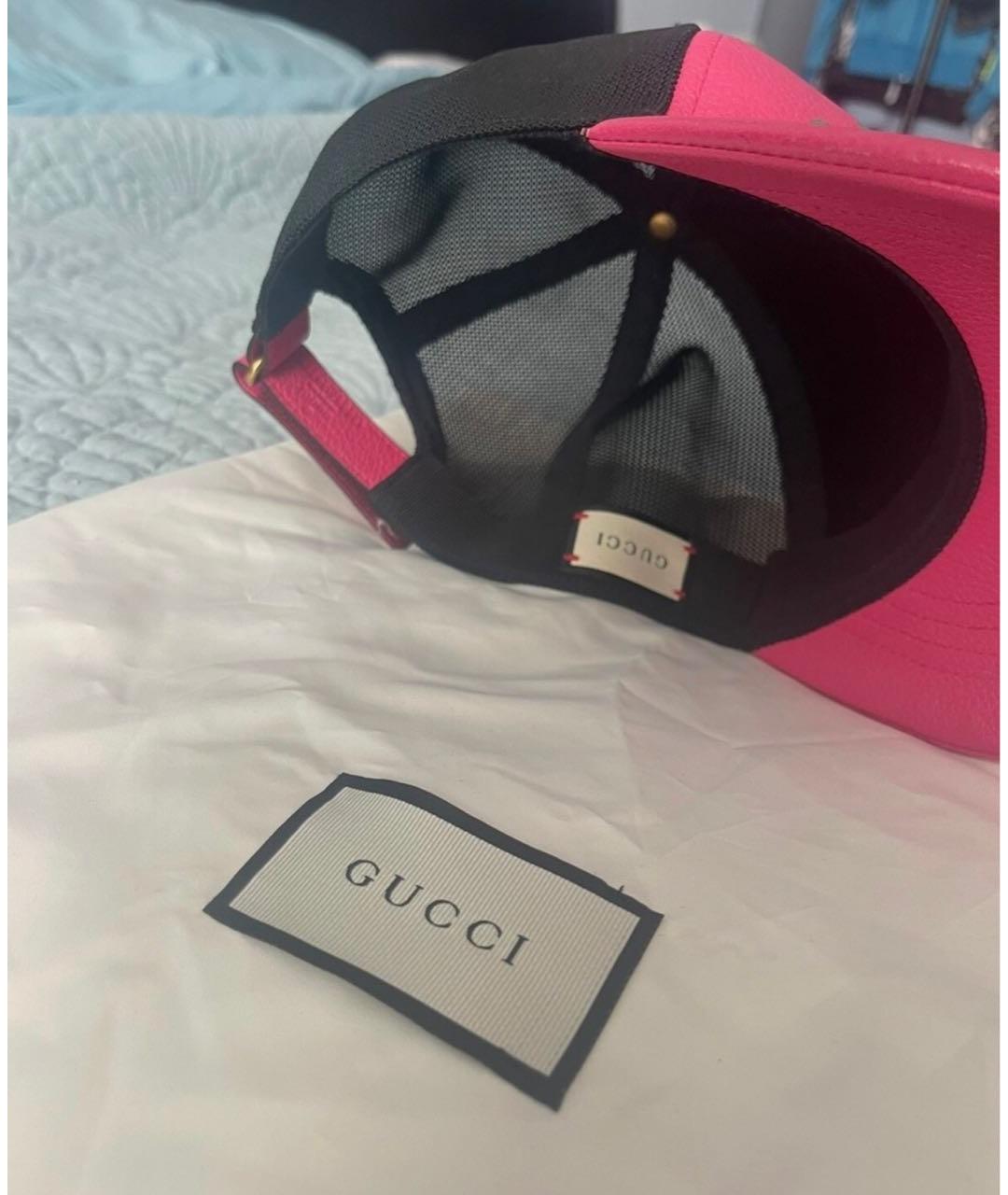 GUCCI Розовая кожаная кепка, фото 4