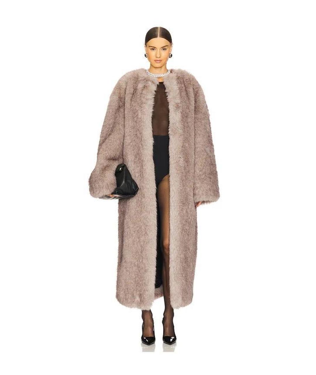 THE ANDAMANE Серая полиэстеровая шуба, фото 5