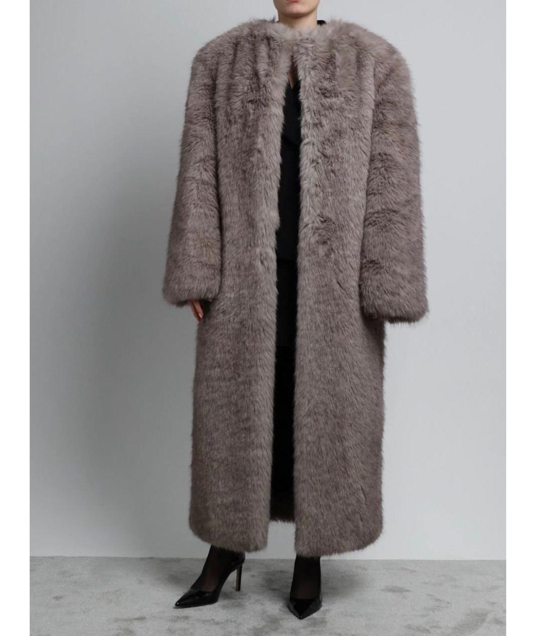 THE ANDAMANE Серая полиэстеровая шуба, фото 6