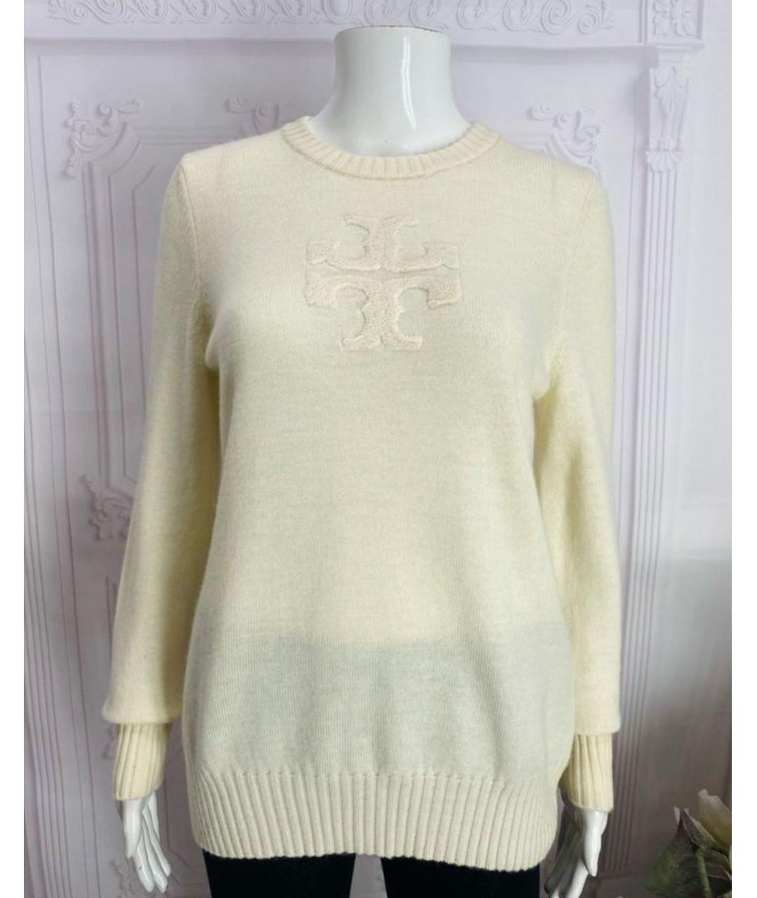 TORY BURCH Бежевый шерстяной джемпер / свитер, фото 8