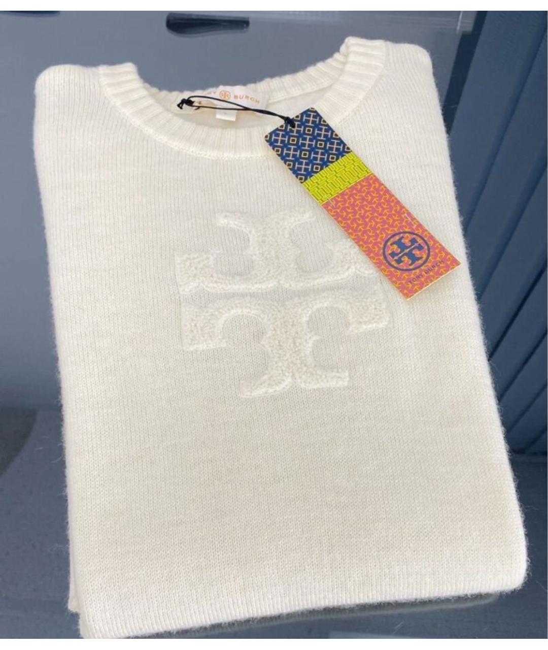 TORY BURCH Бежевый шерстяной джемпер / свитер, фото 4