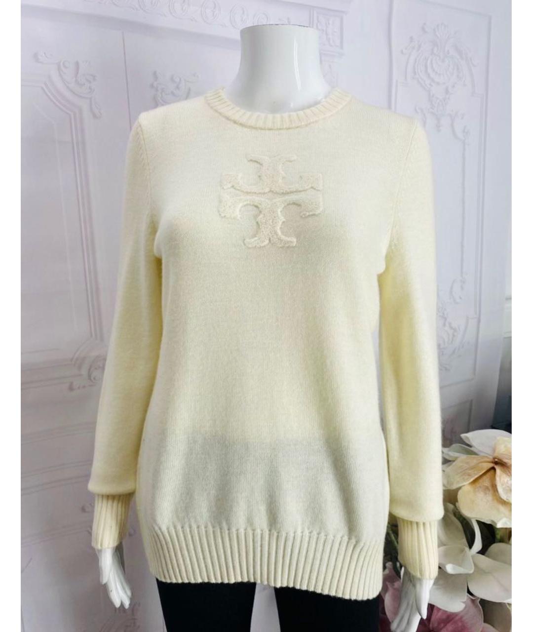 TORY BURCH Бежевый шерстяной джемпер / свитер, фото 6
