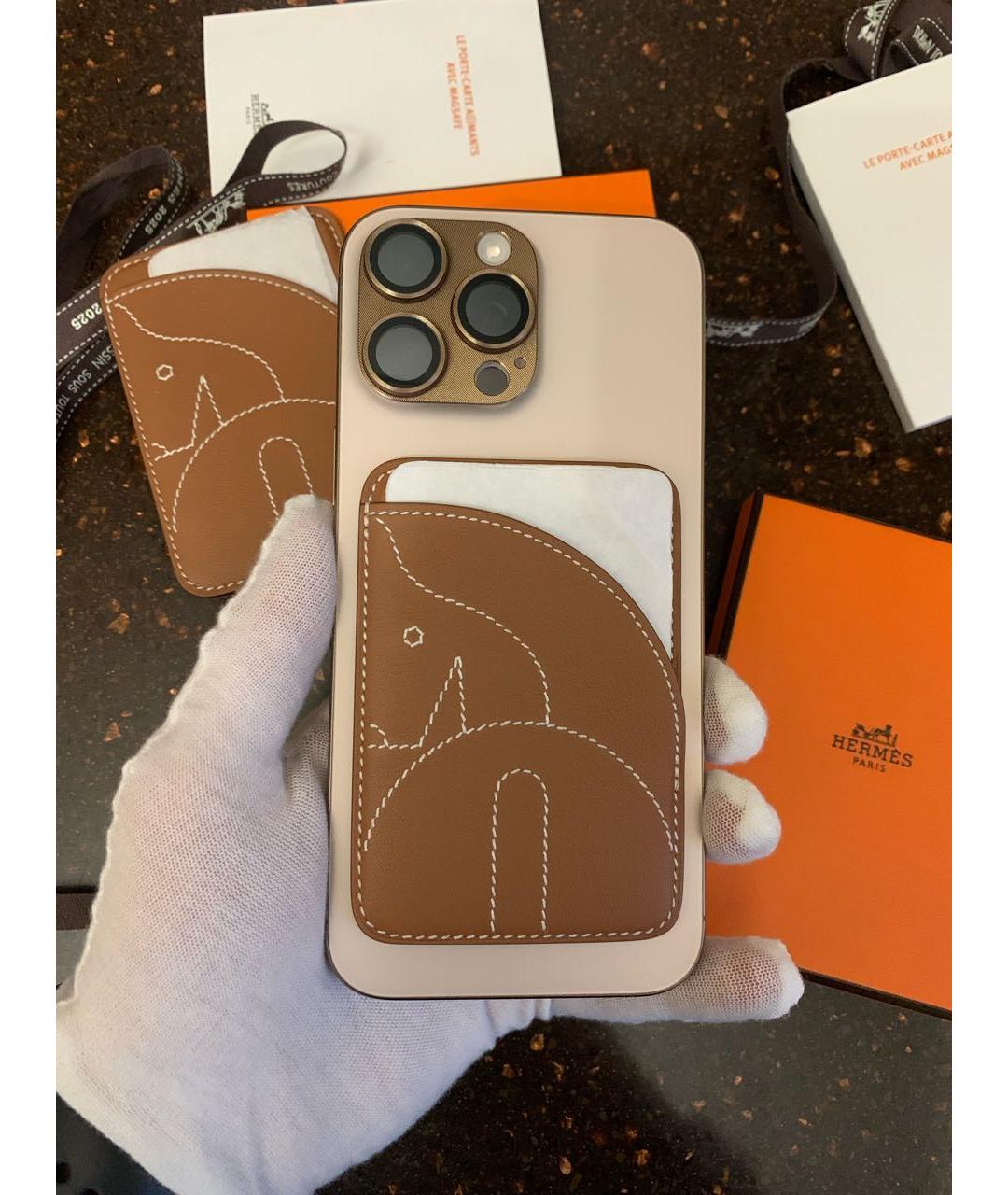 HERMES Коричневый кожаный кардхолдер, фото 2