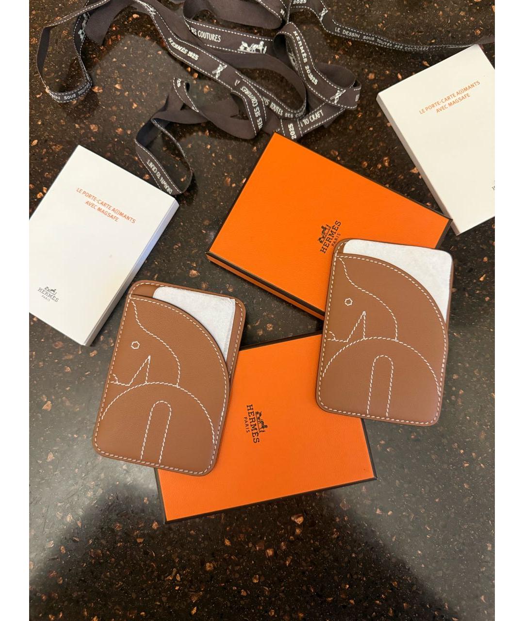 HERMES Коричневый кожаный кардхолдер, фото 3