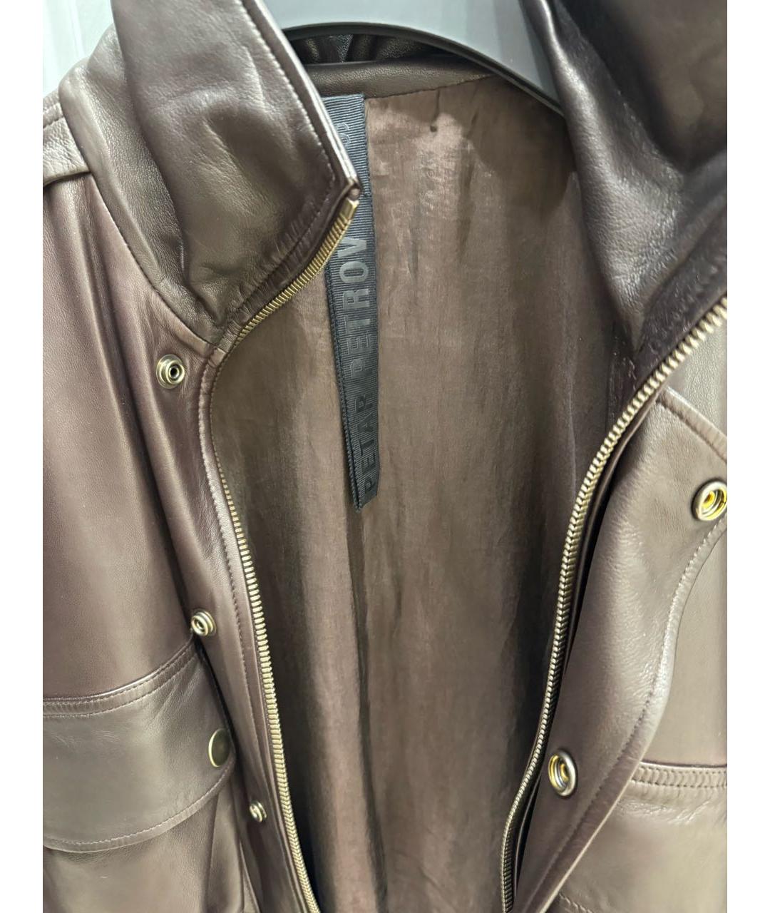 PETAR PETROV Коричневая кожаная куртка, фото 4