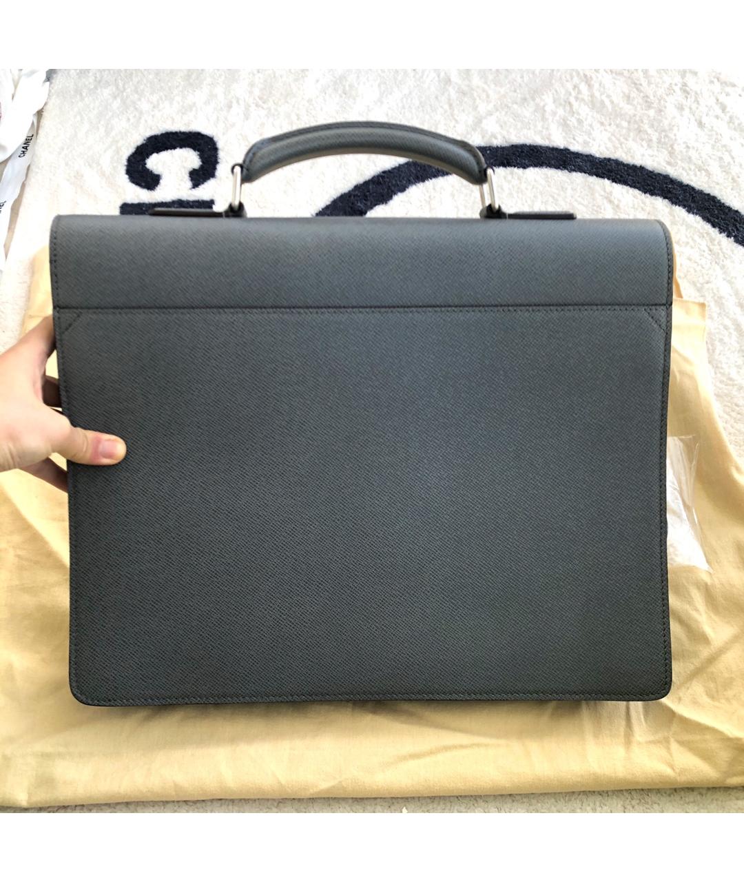 LOUIS VUITTON Черный кожаный портфель, фото 4