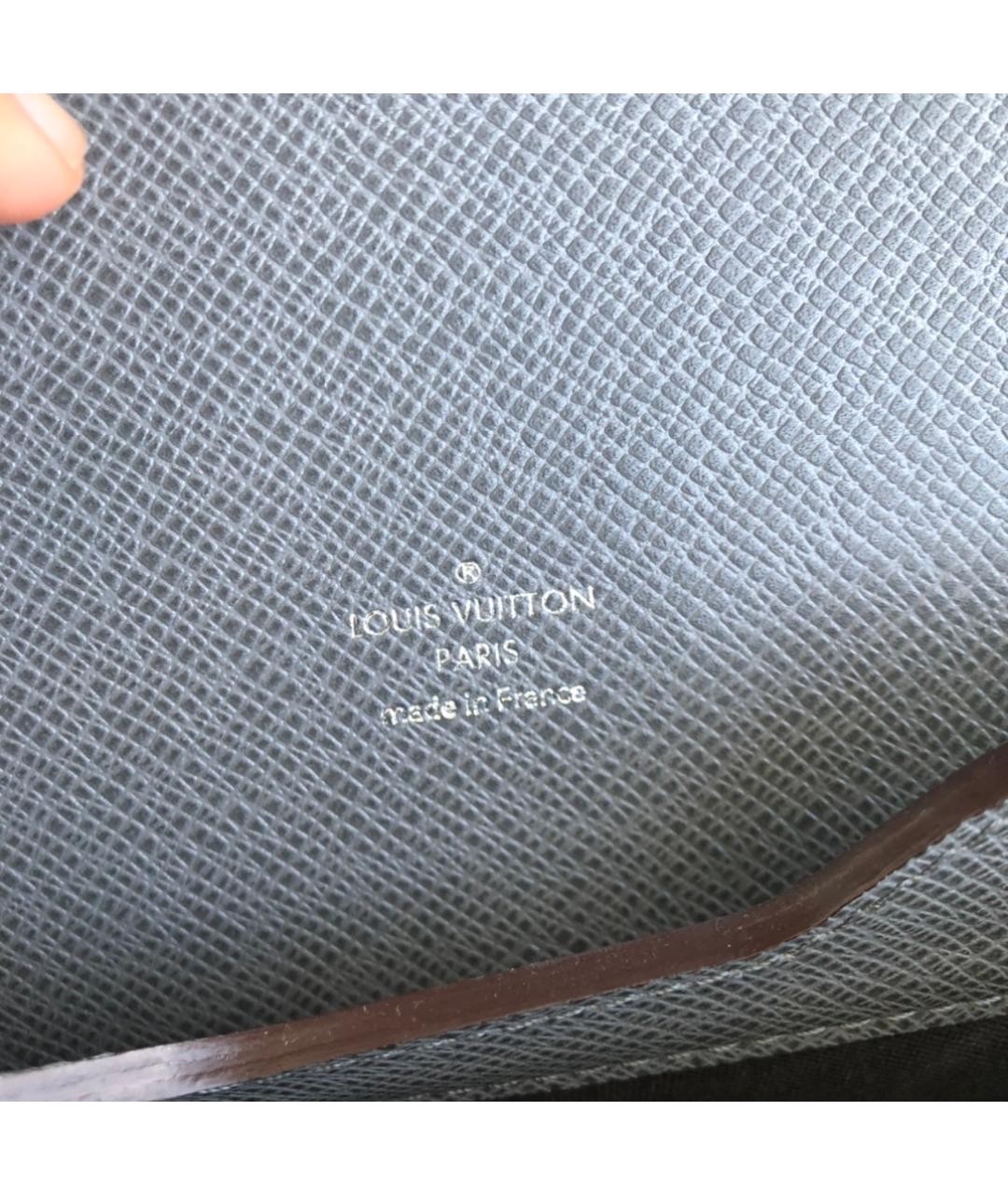 LOUIS VUITTON Черный кожаный портфель, фото 7